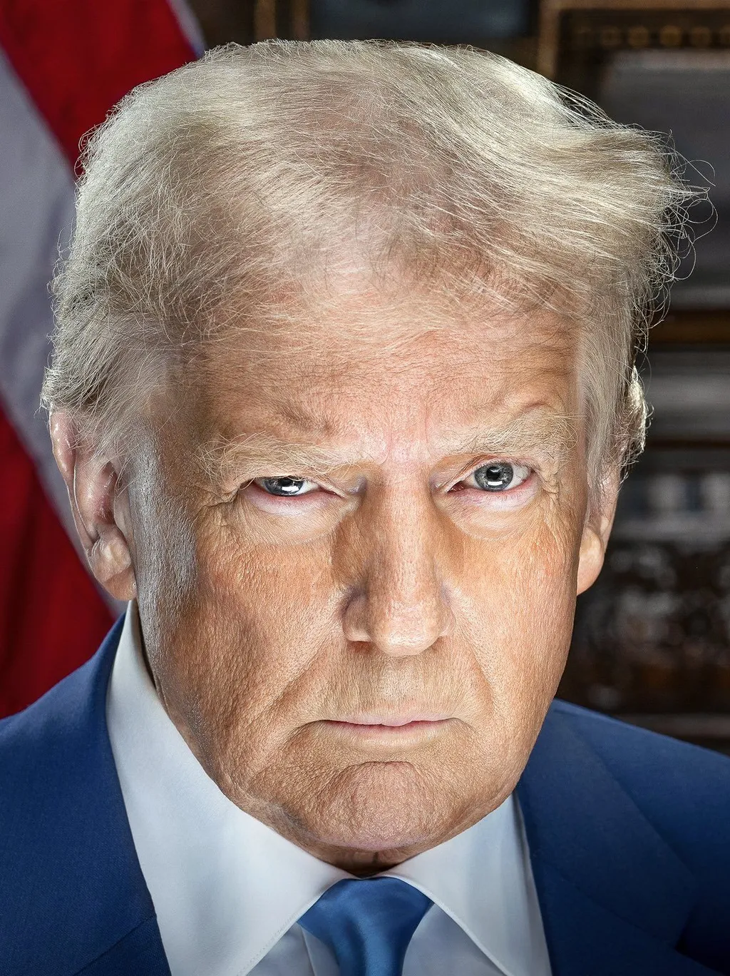 Official 2025 presidential portrait headshot of US President Donald Trump.