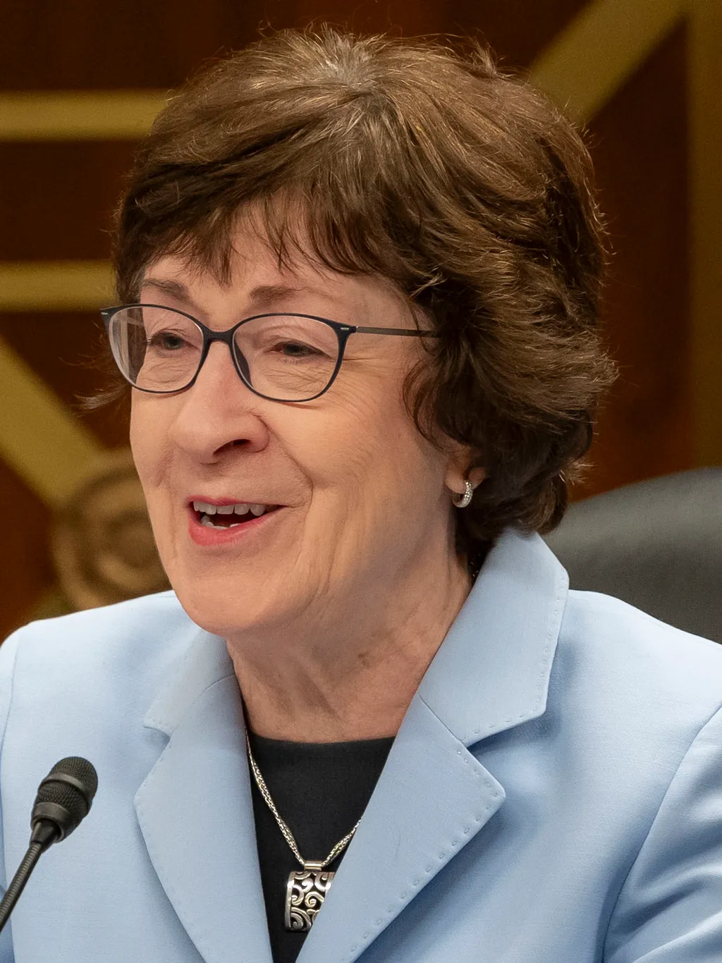 U.S. Senator Susan Collins (R-ME) speaking at a Senate Appropriations Committee hearing on 8 May 2025.