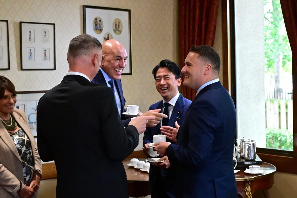 Defence Secretary Wes Streeting (right) with defence ministers David McGuinty of Canada, Guido Crosetto of Italy and Shinjiro Koizumi of Japan at the GCAP conference, 21 July 2026.