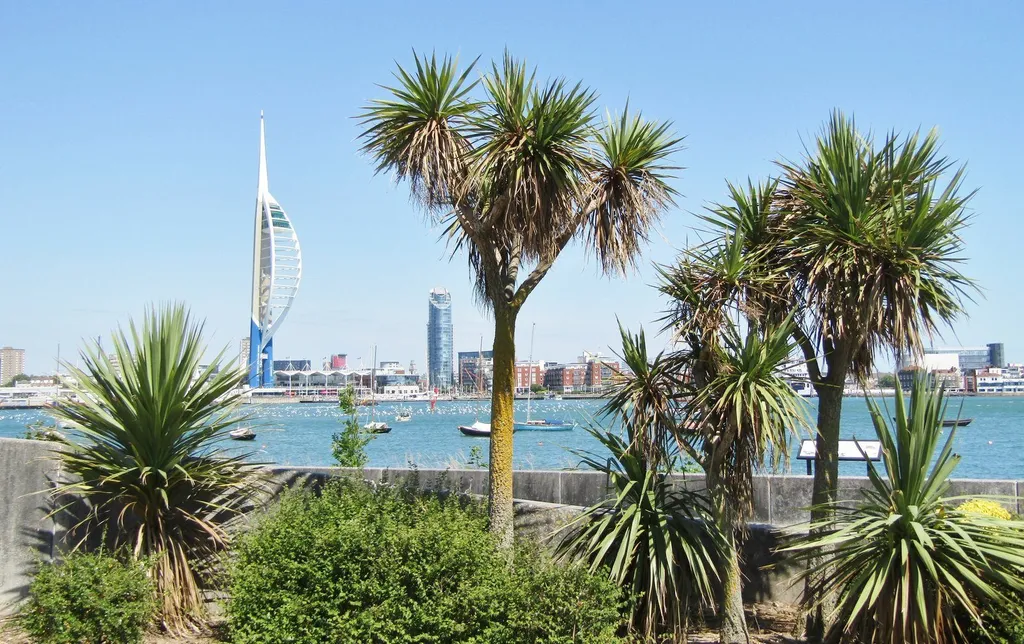 The Gosport waterfront with the Spinnaker Tower and Portsmouth across the harbour.