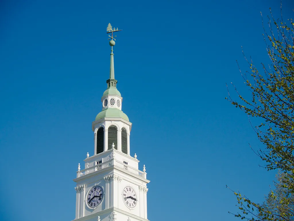 Baker Tower of Baker Memorial Library at Dartmouth College, Hanover, New Hampshire.