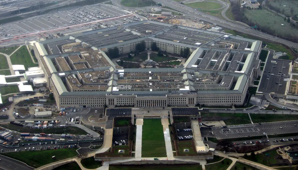 Aerial view of the Pentagon building in Arlington, Virginia, headquarters of the US Department of Defense.