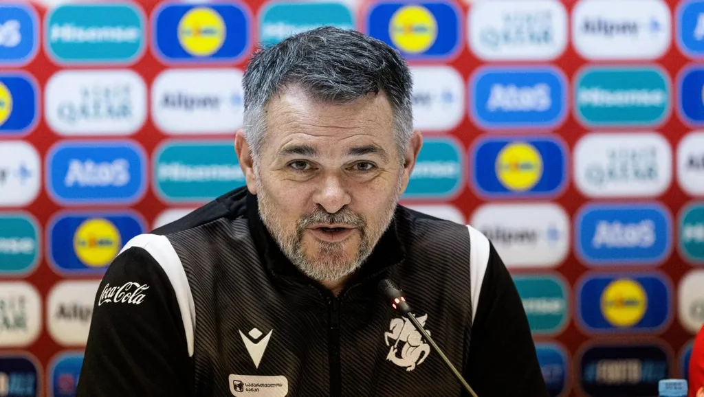 Willy Sagnol at a Georgia national team press conference