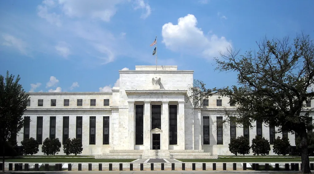 The white marble Marriner S. Eccles Federal Reserve Board Building in Washington DC, the Fed's headquarters.