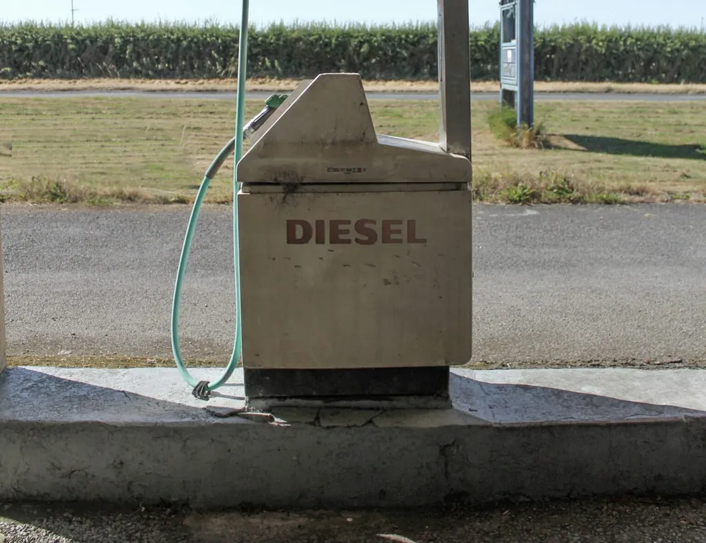 A diesel fuel pump at a filling station