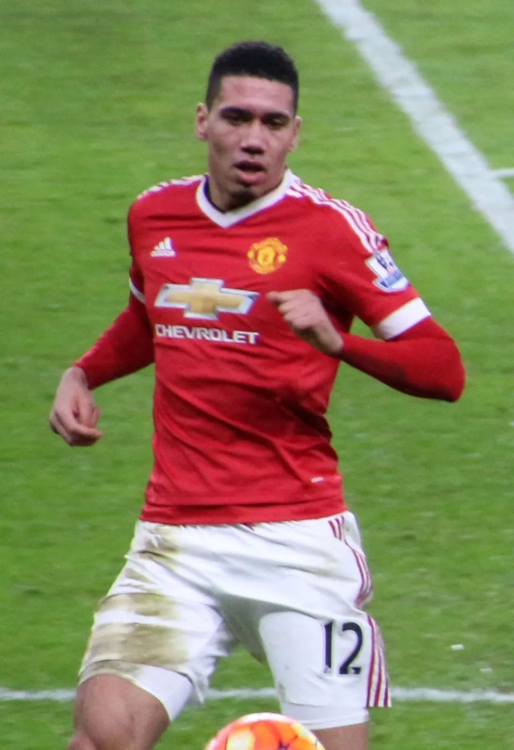 Chris Smalling in a Manchester United shirt during a match