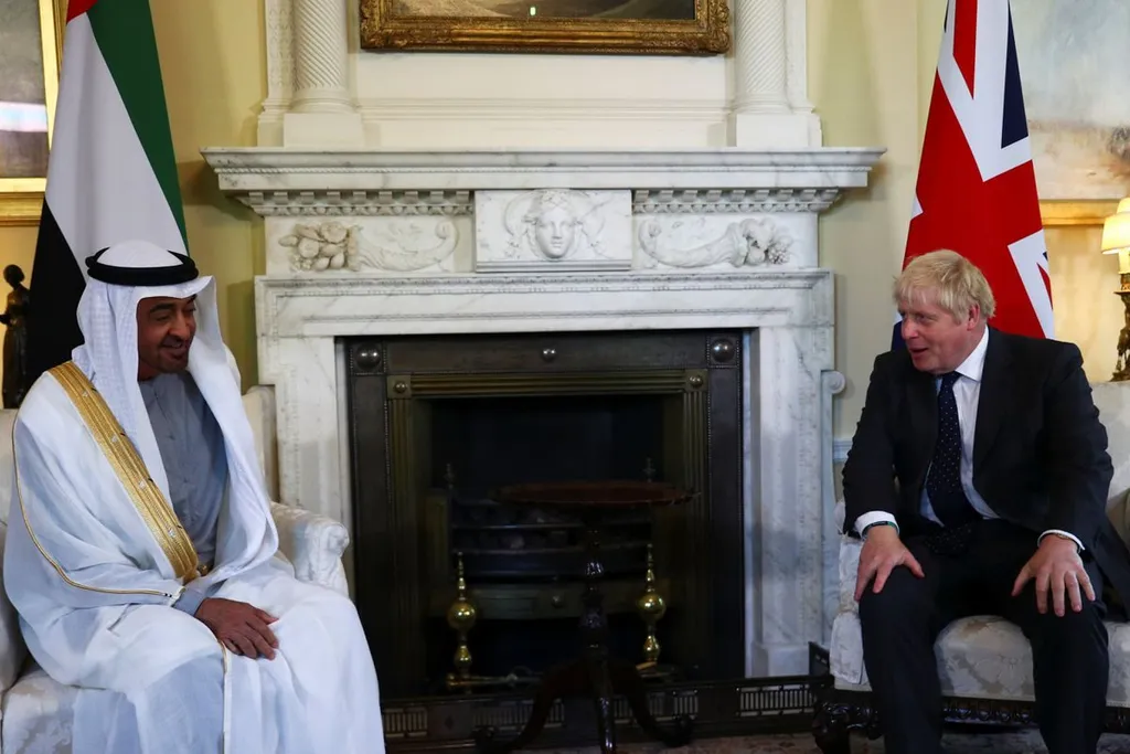 UAE President Sheikh Mohamed bin Zayed meets Boris Johnson during a UK visit