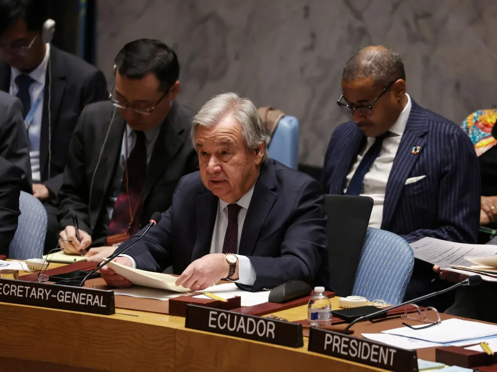 UN Secretary-General Antonio Guterres speaks at a UN Security Council meeting