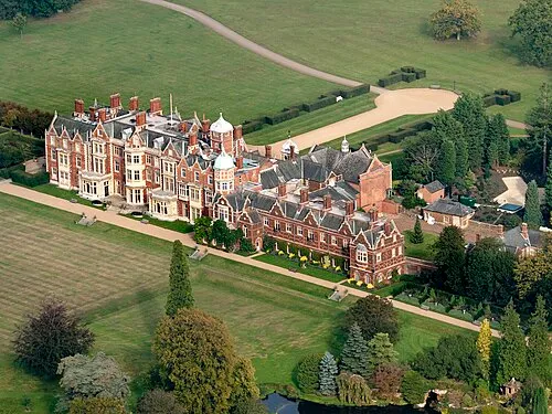 Aerial view of Sandringham House and its parkland in Norfolk, about a mile from where Dr Hannah Terry was found dead