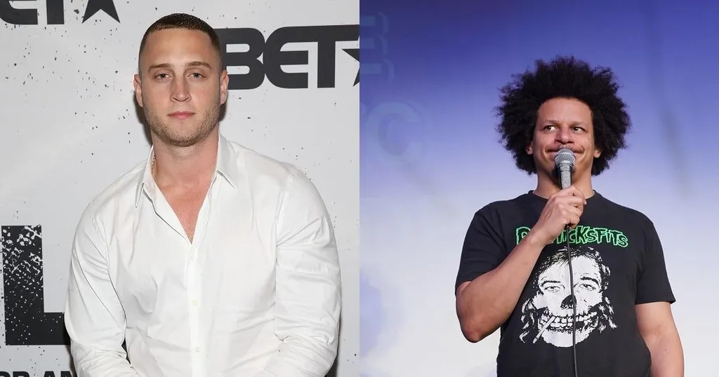 Chet Hanks and Eric André side by side in press photos