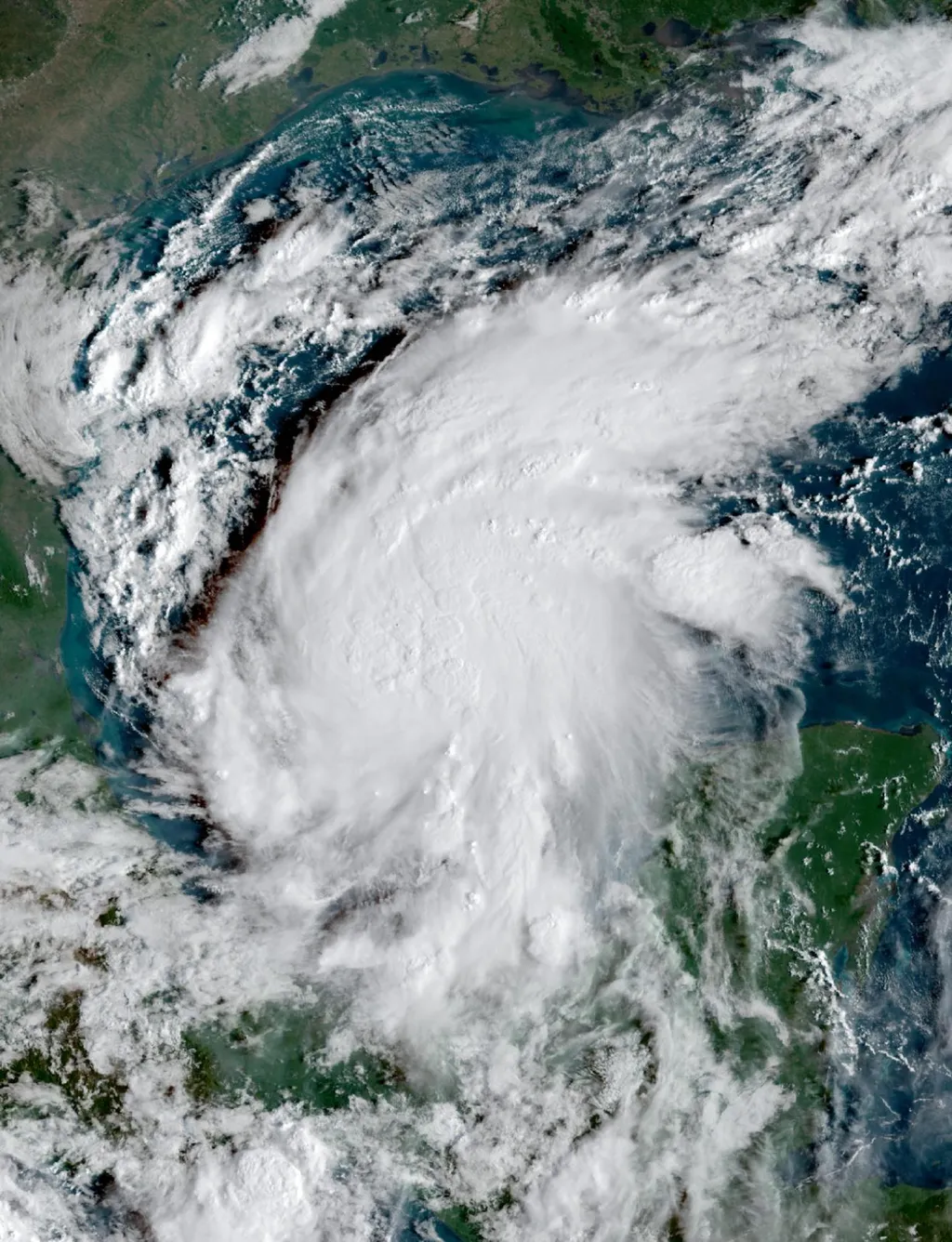 Satellite image of Tropical Storm Isaias swirling over the southern Gulf of Mexico on 7 October 2026