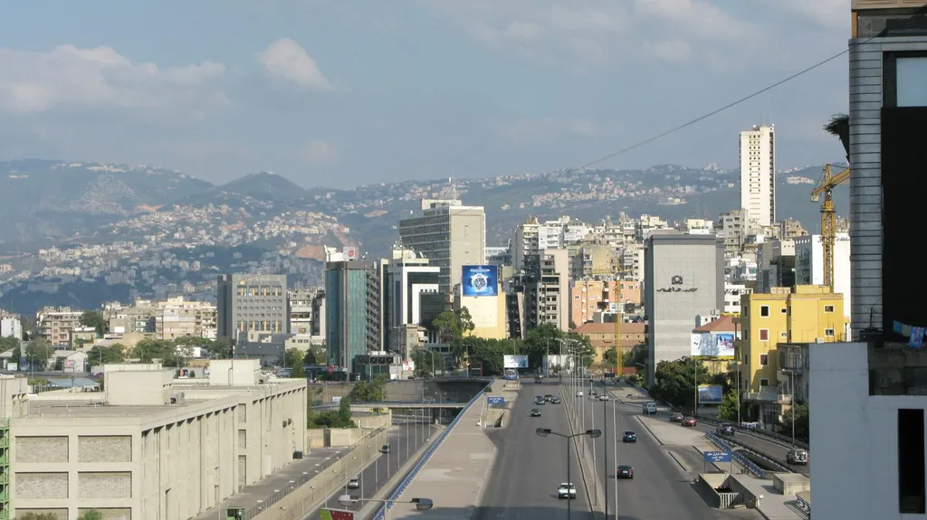 Beirut skyline viewed from the port area, Lebanon