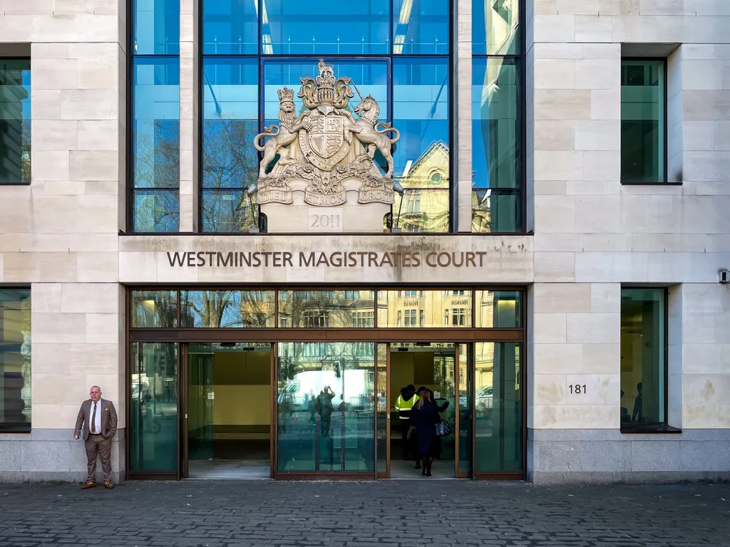 File photo of the entrance to Westminster Magistrates' Court on Marylebone Road, London, where the hearing is being held