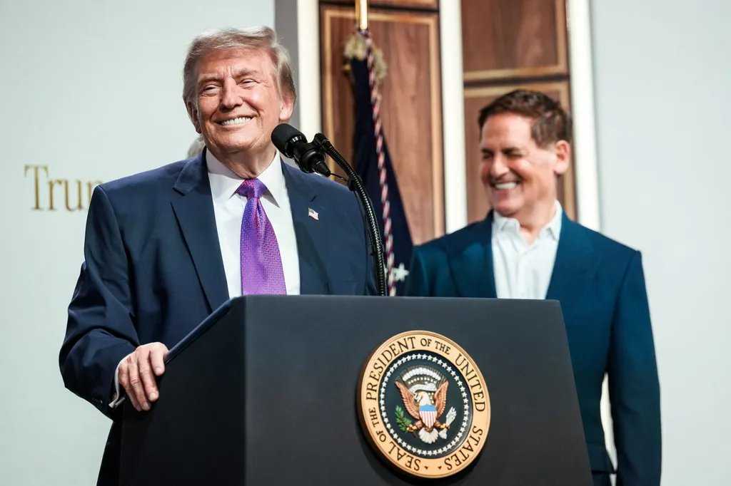 US President Donald Trump speaking at a presidential podium during a White House event in May 2026