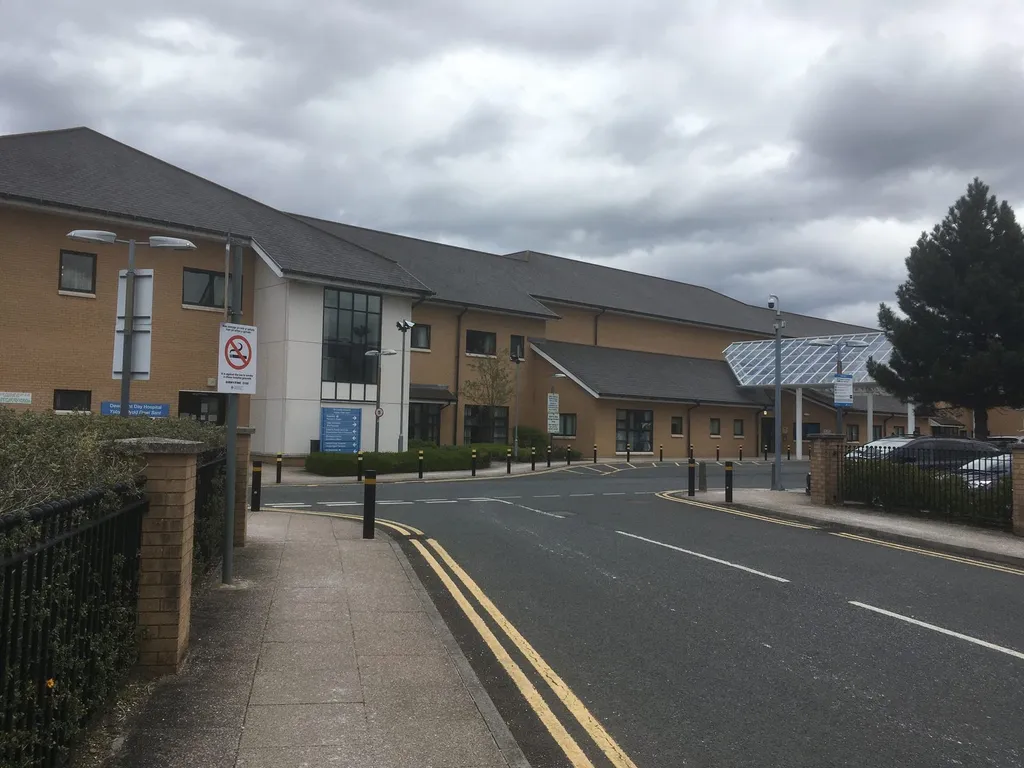 The exterior of St Davids NHS Hospital in Cardiff, a typical NHS trust hospital building