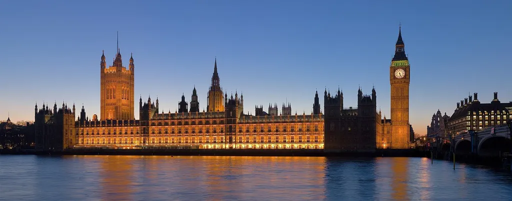 The Palace of Westminster in London at dusk