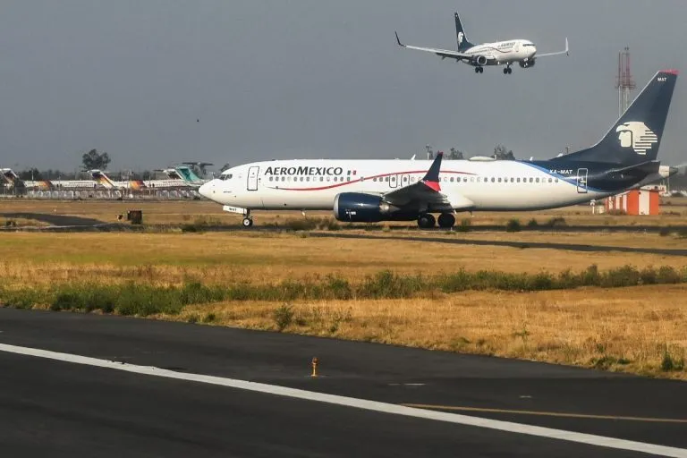 An Aeromexico jet on the tarmac at Mexico City airport