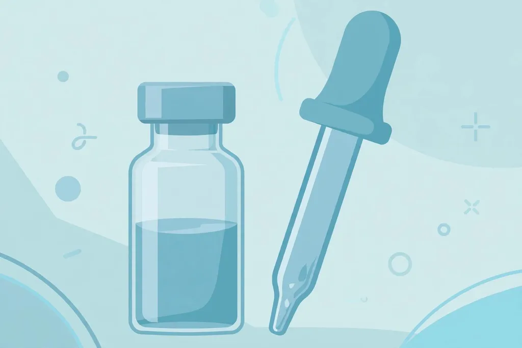 Editorial illustration of a polio vaccine vial and oral vaccine dropper