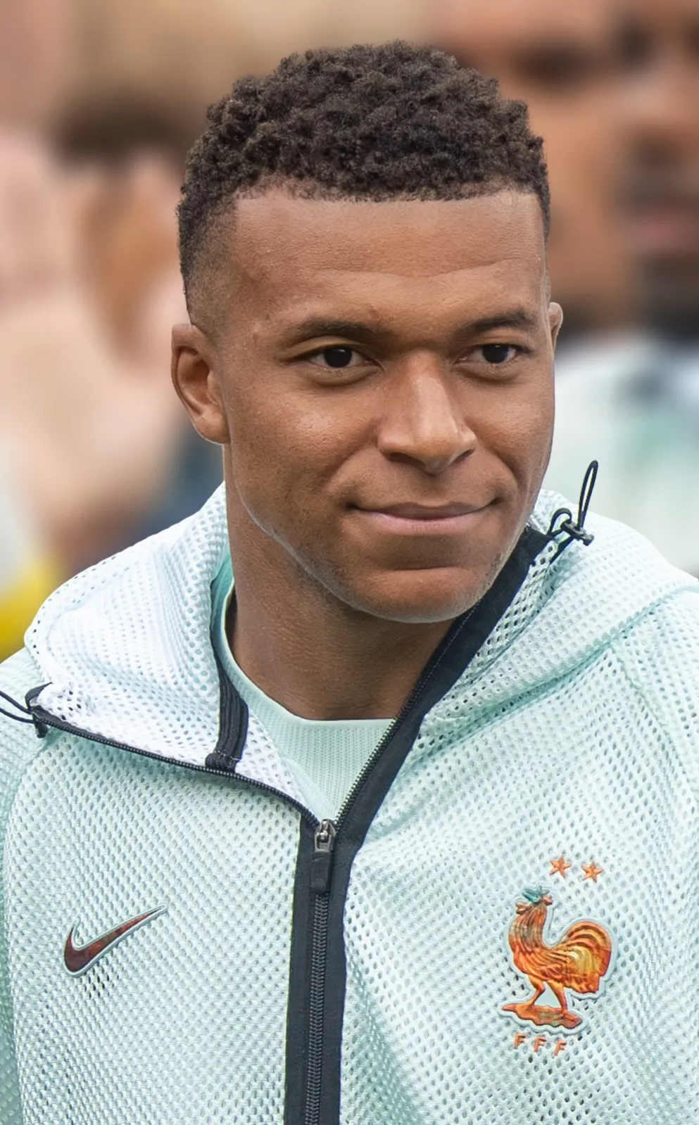 Kylian Mbappé in a France training top, portrait at the 2026 FIFA World Cup