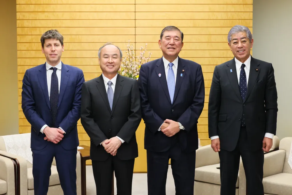 Sam Altman, chief executive of OpenAI, with Masayoshi Son at a meeting in Tokyo