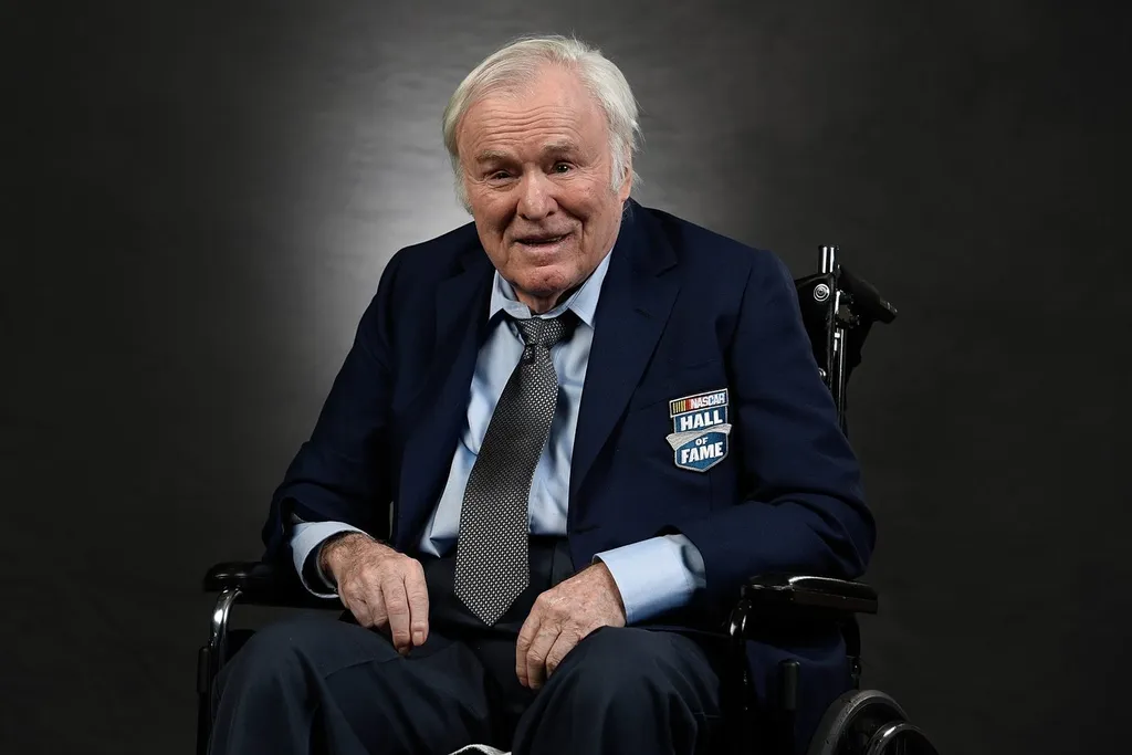Fred Lorenzen, in a NASCAR Hall of Fame jacket, in a portrait from his Hall of Fame induction
