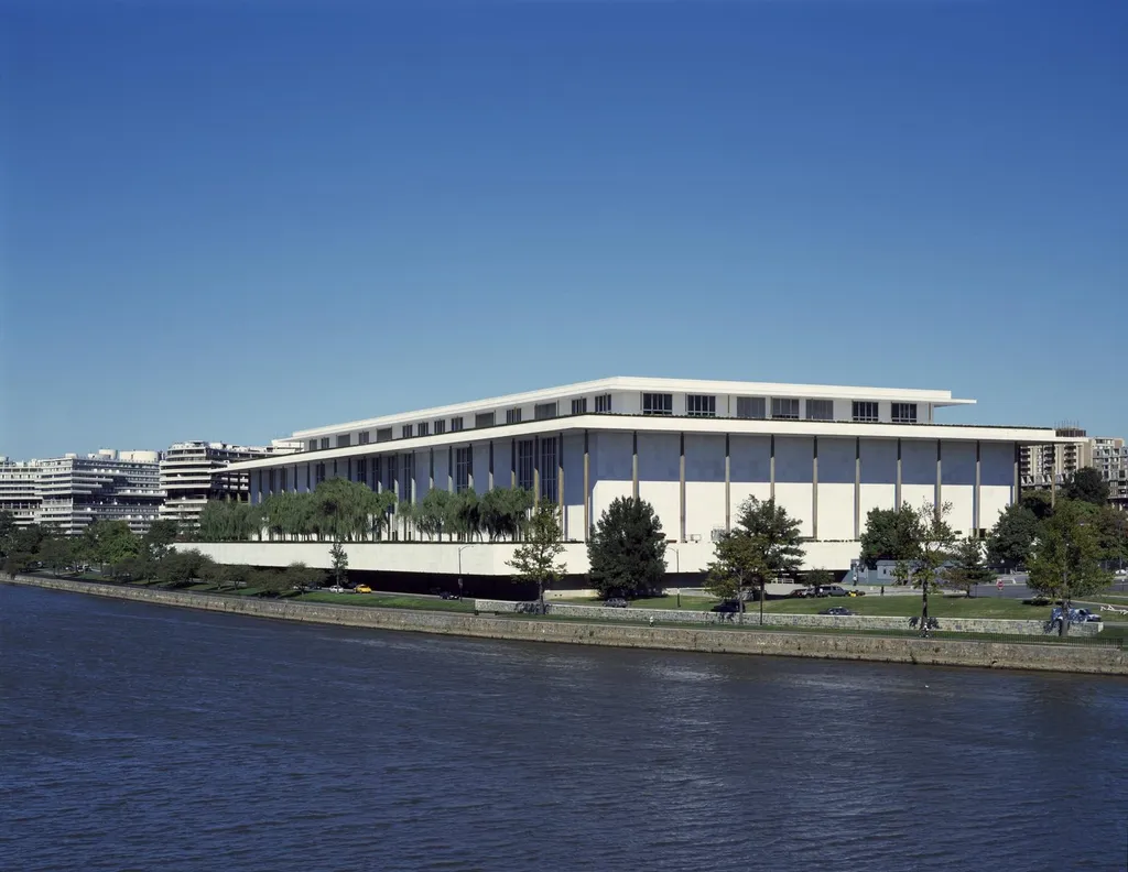 The John F. Kennedy Center for the Performing Arts in Washington, D.C., seen from across the Potomac River.