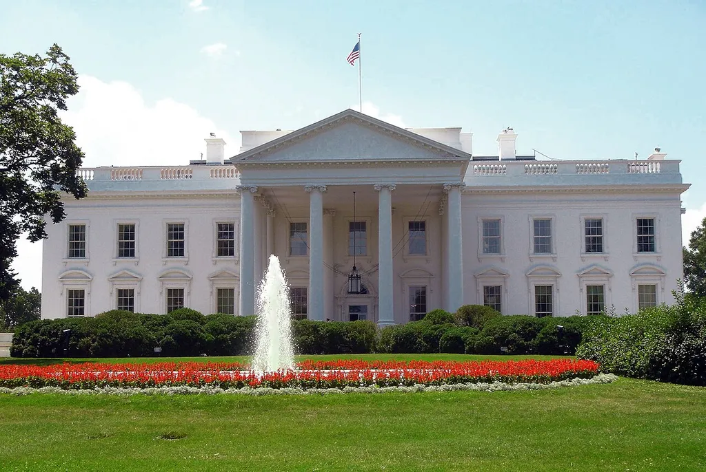 The north facade of the White House with the American flag flying, the administration named as a defendant in the lawsuit