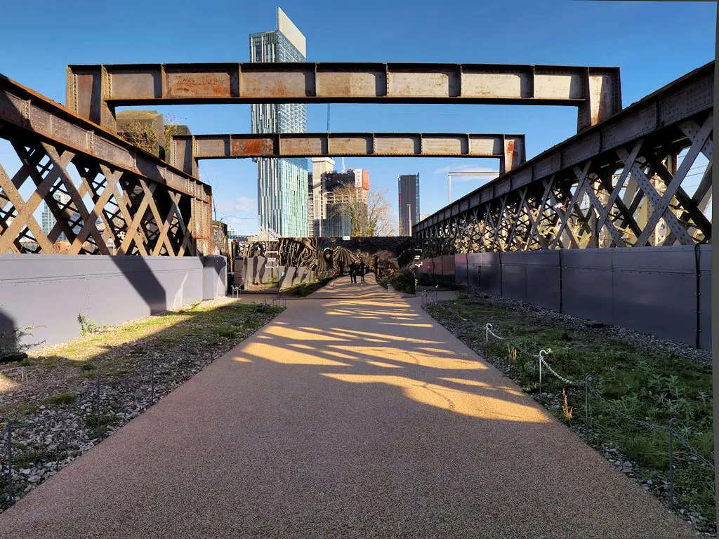Castlefield Viaduct in Manchester, now the National Trust's Sky Park — a city-centre tourist attraction