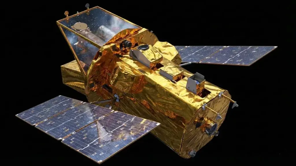 Artist concept of the Neil Gehrels Swift Observatory spacecraft in orbit