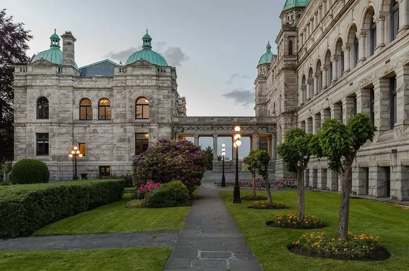 The British Columbia Parliament Buildings in Victoria, seat of the province's Legislative Assembly