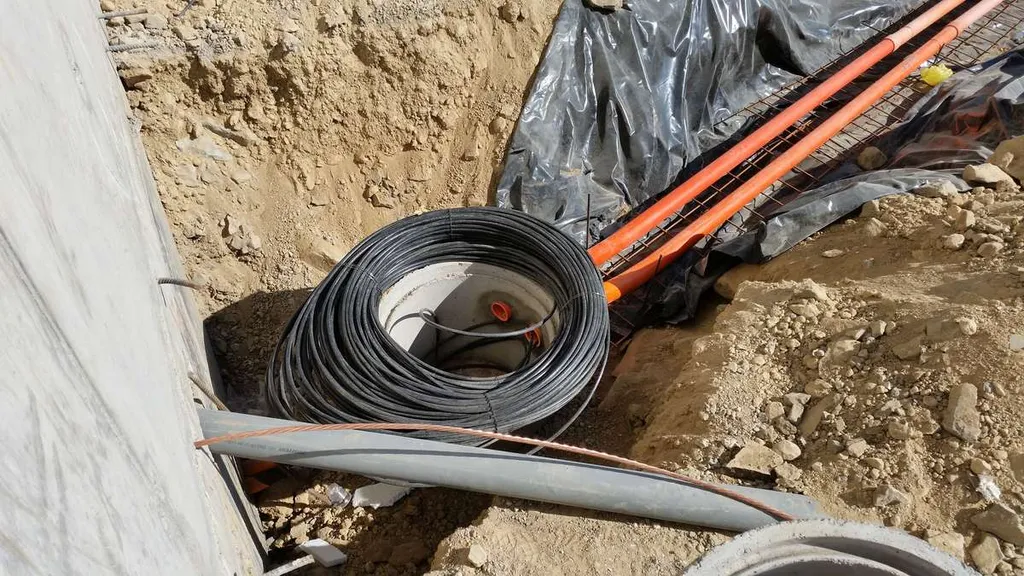 Fiber-optic cable being installed