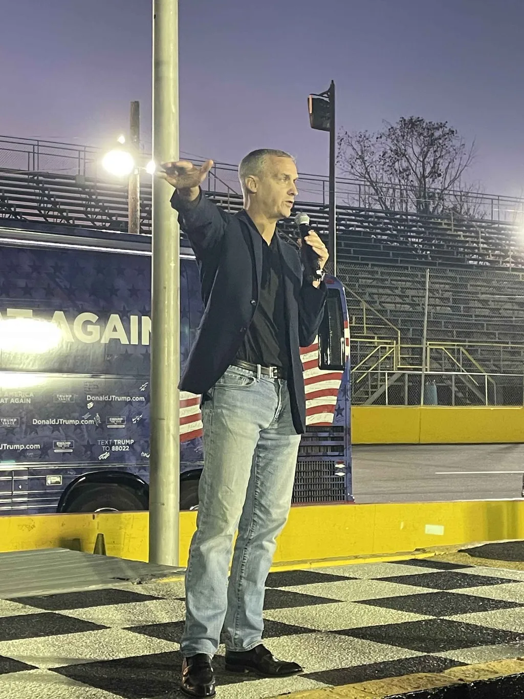 Corey Lewandowski speaking at a campaign rally in October 2024