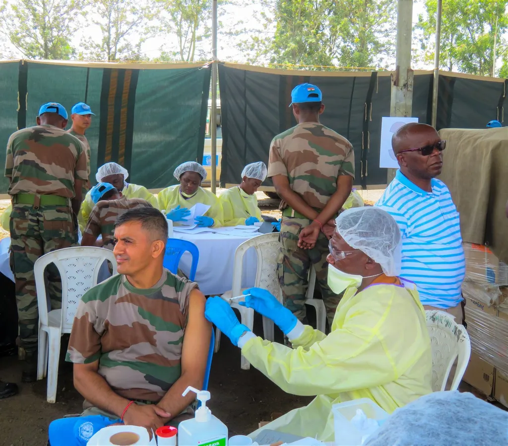 Health workers receive Ebola vaccinations in Pinga, North Kivu, DR Congo