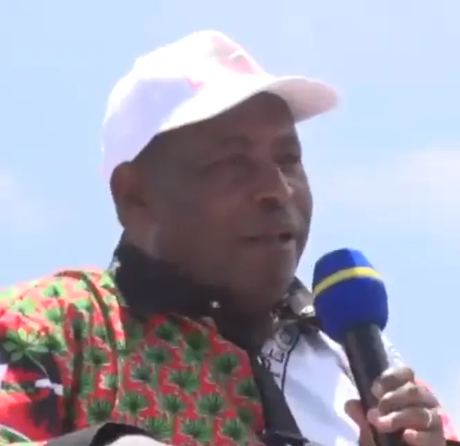 Burundi President Évariste Ndayishimiye speaking at a rally