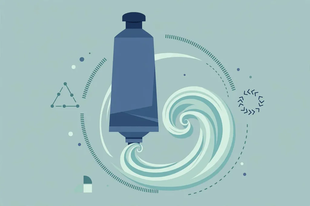 Editorial illustration of an unbranded toothpaste tube with a mint-green swirl of paste
