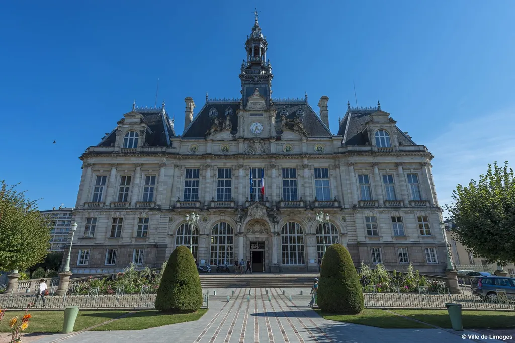The Hôtel de Ville de Limoges, the 143-year-old historic town hall in Limoges, France, pictured before it was largely destroyed by fire during cost-of-living protests on 17 October 2026.