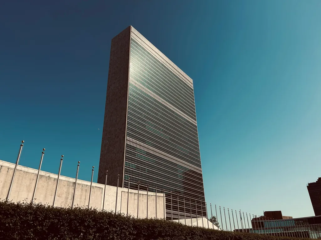 The United Nations headquarters tower in New York, where G7 foreign ministers met on the sidelines of the UN General Assembly.