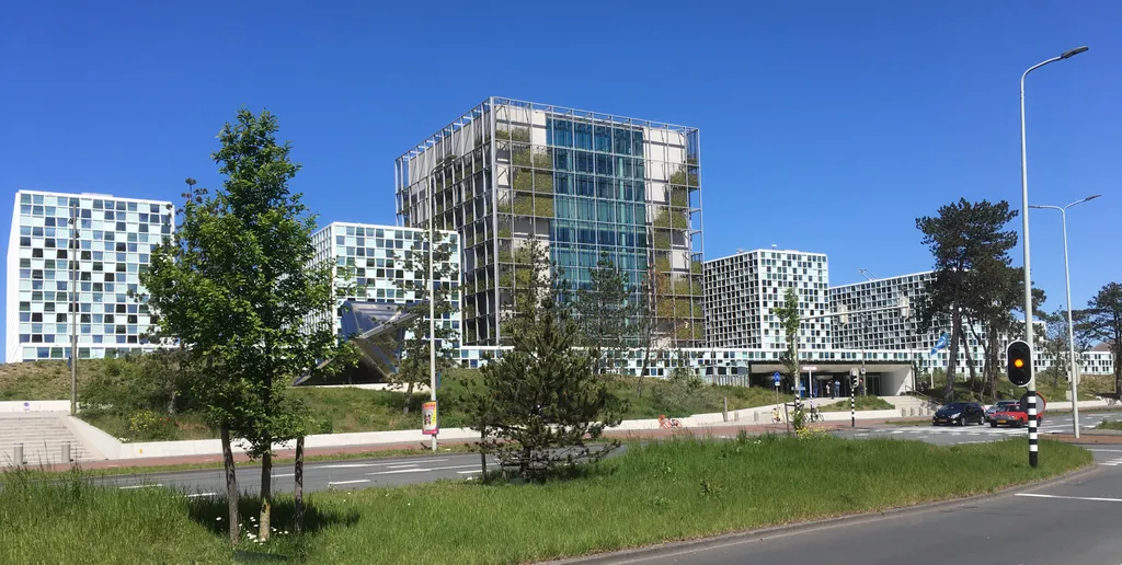 The International Criminal Court’s permanent premises in The Hague, Netherlands — the white grid-facade tower complex whose judges convicted Mahamat Said Abdel Kani on 23 September 2026.