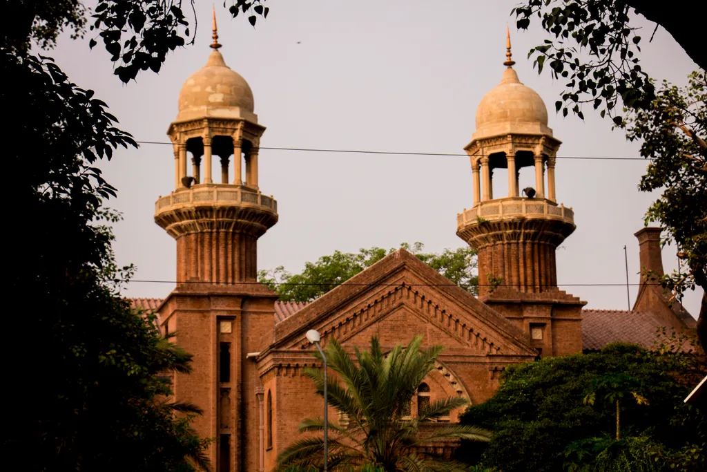 The Lahore High Court building with its twin domed towers, where petitions challenging the detention of Imran Khan's sisters were filed