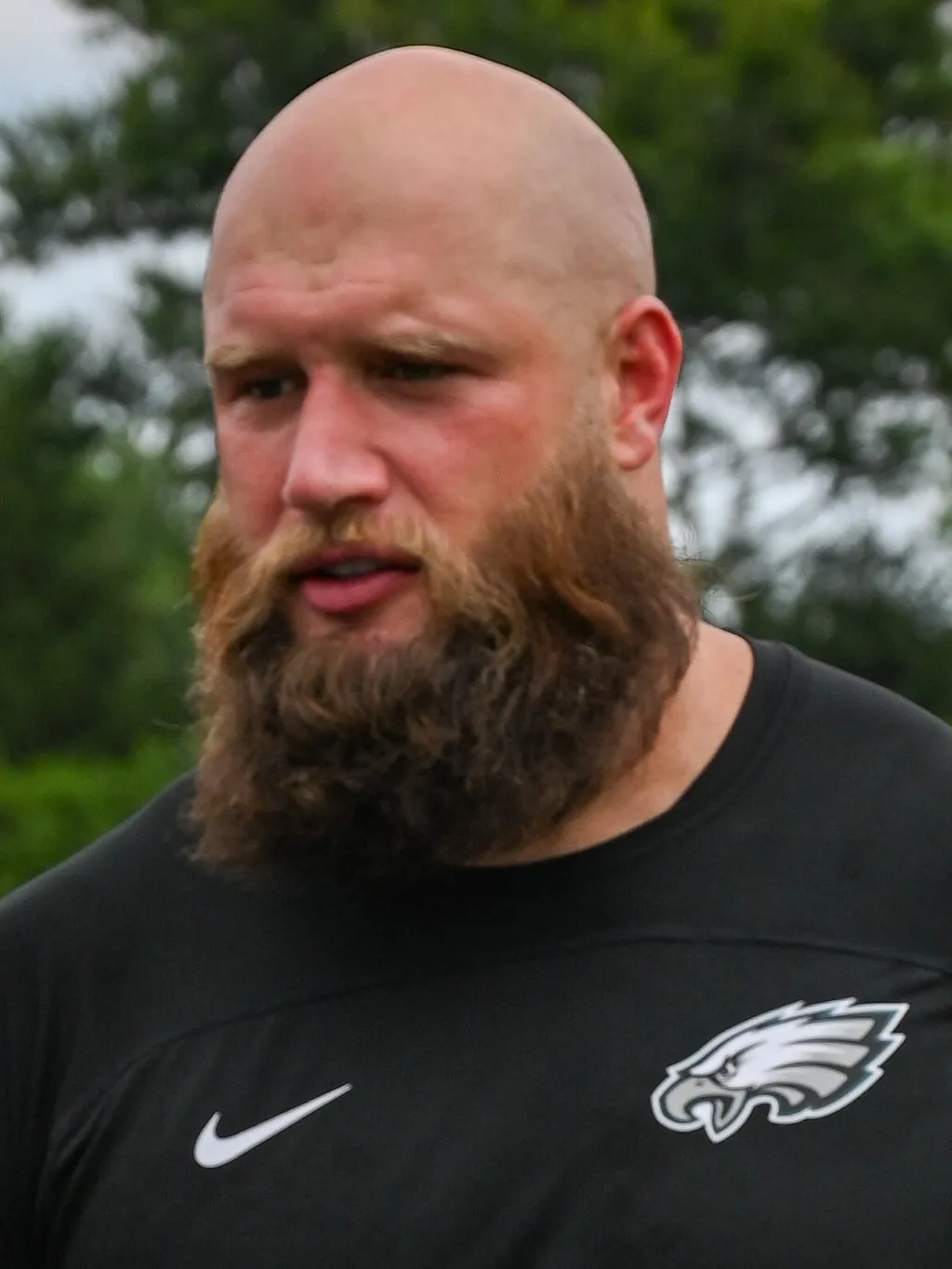 Lane Johnson in Philadelphia Eagles training kit at 2025 training camp