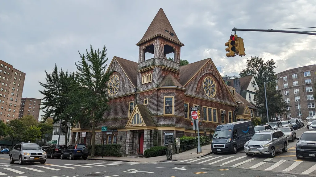 St. Stephen's Methodist Church on a street corner in Marble Hill, the Bronx neighbourhood where Thursday's shooting involving federal agents took place.