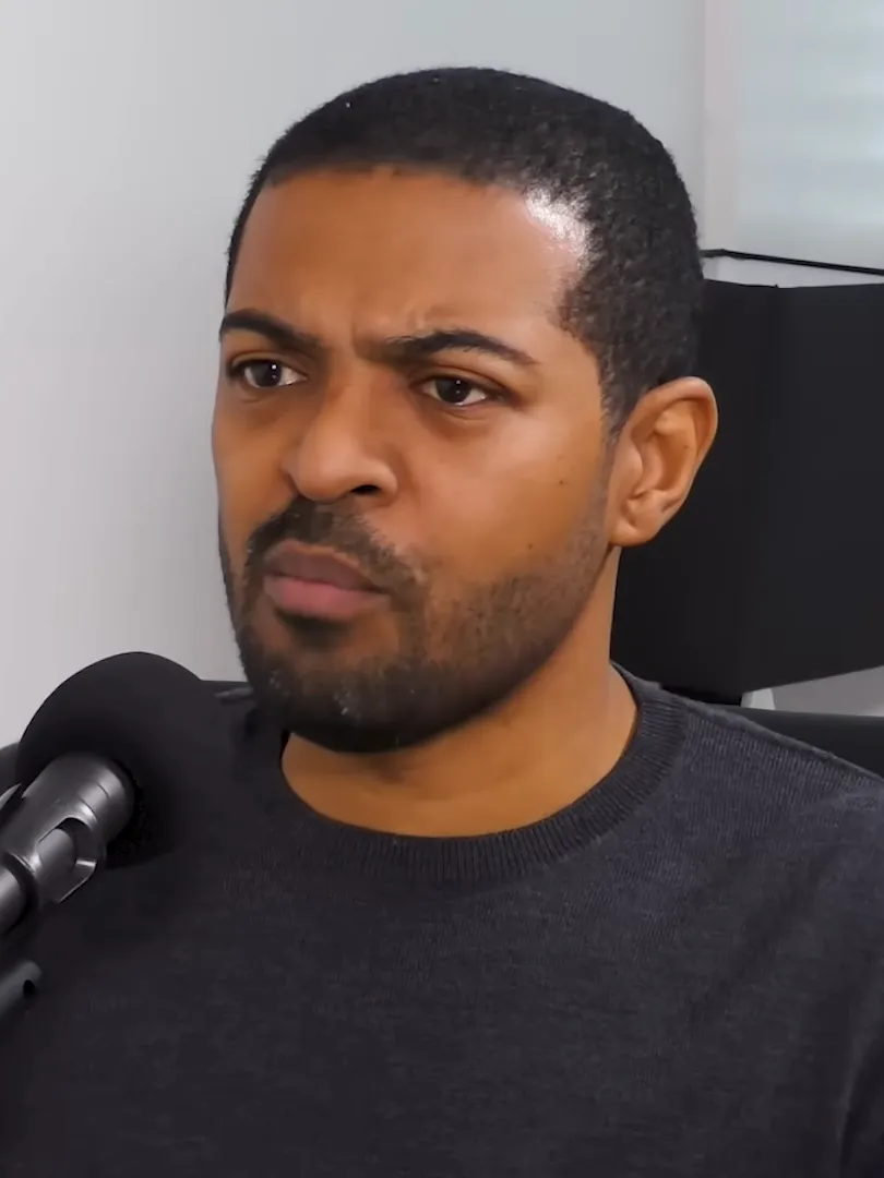 Noel Clarke speaking during a podcast interview in 2023