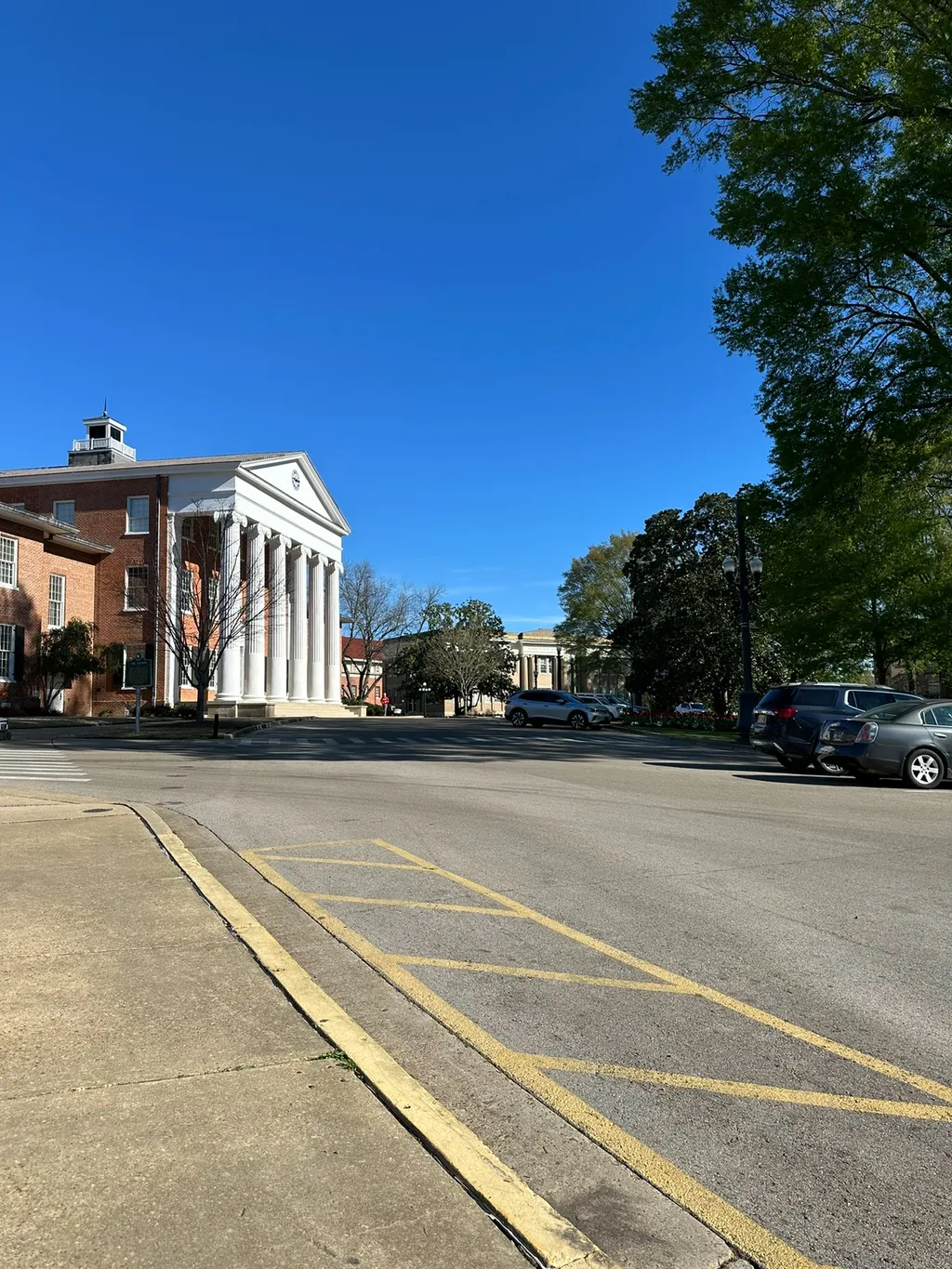 The Lyceum, the columned administration building at the University of Mississippi in Oxford, photographed on a clear day.