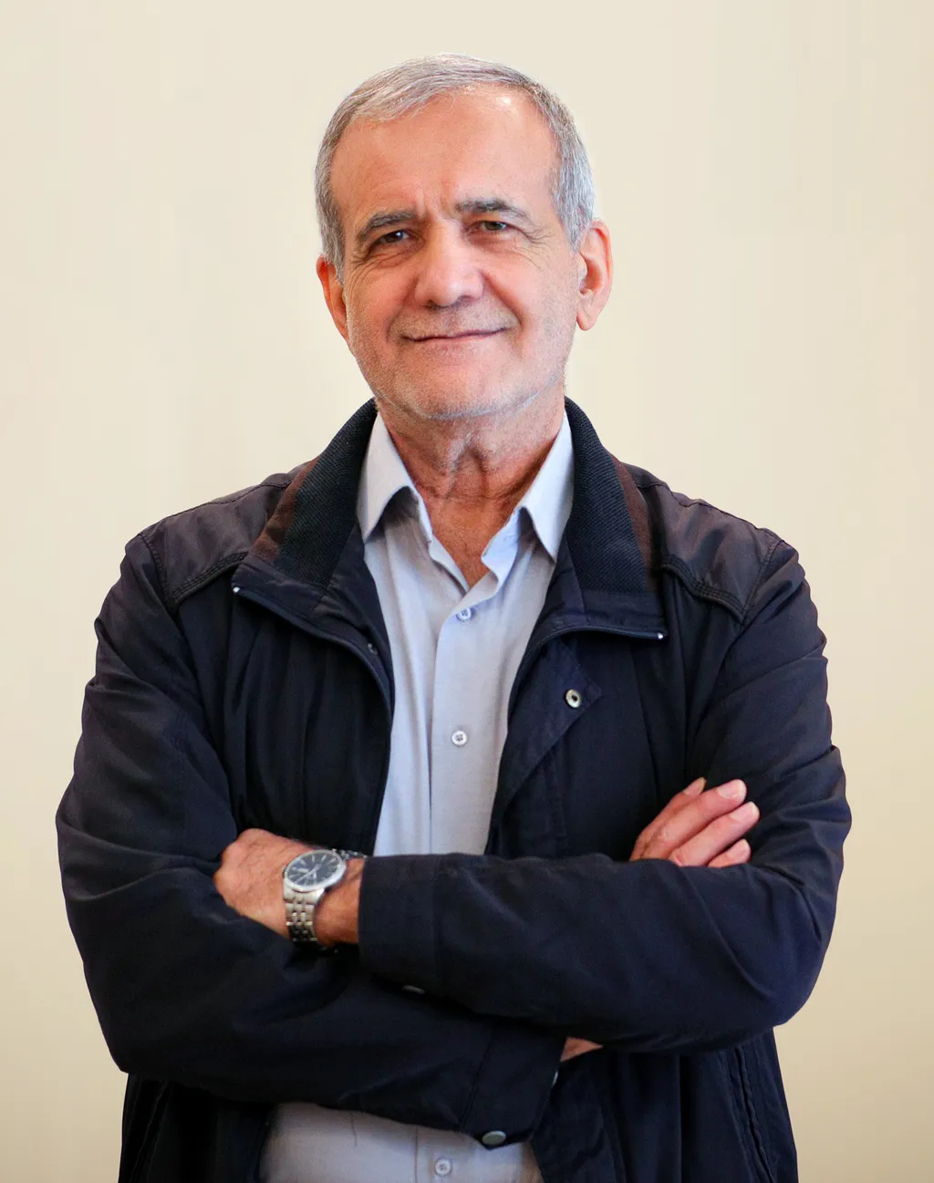 Portrait of Iranian President Masoud Pezeshkian.
