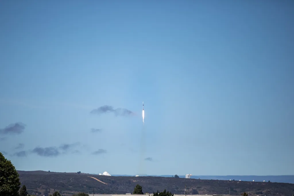 A SpaceX Falcon 9 launching from Vandenberg, California