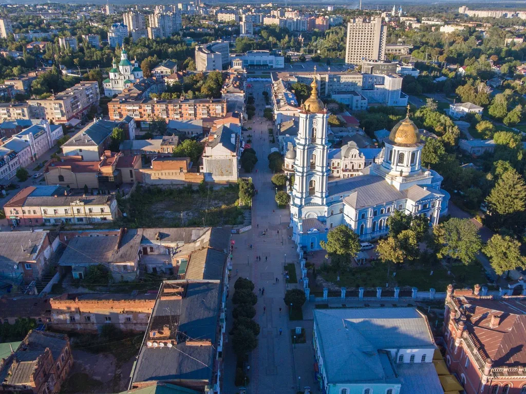 The Transfiguration Cathedral and skyline of Sumy, Ukraine (file image)
