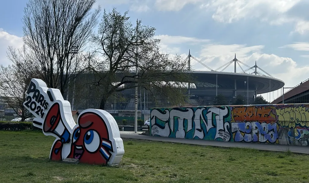 Stade de France seen from gardens in Saint-Denis, the venue for Sunday's Steelers v Saints game, the first regular-season NFL game in France