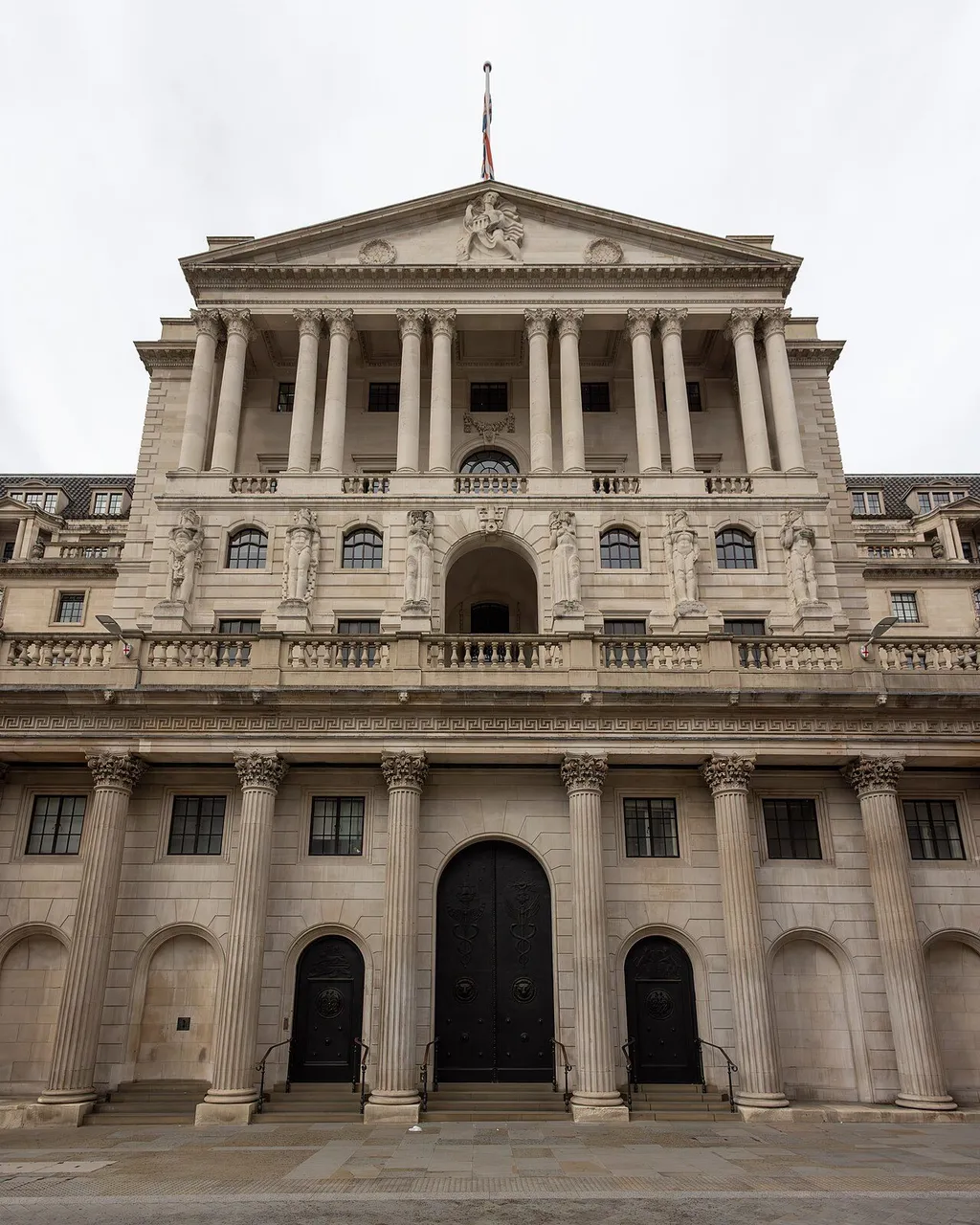 Bank of England building entrance in London