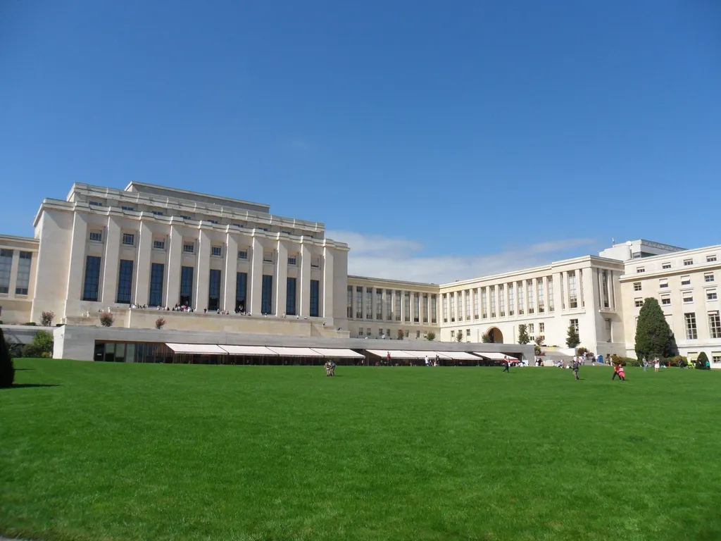 Building A of the Palace of Nations in Geneva, the headquarters of the United Nations Office at Geneva.
