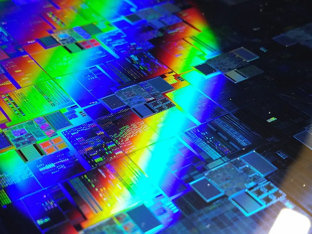 The surface of a 12-inch silicon wafer